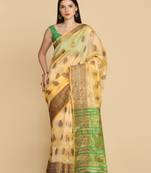 Cream Organza Silk With Stone Work Saree