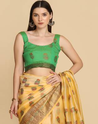 Cream Organza Silk With Stone Work Saree 4