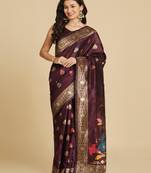 Wine Resham Woven Art Silk Sarees