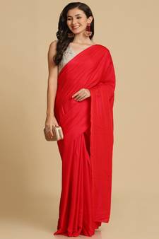 Red Zari Woven Fancy Satin Sarees