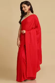 Red Zari Woven Fancy Satin Sarees