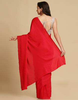 Red Zari Woven Fancy Satin Sarees 4