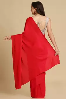 Red Zari Woven Fancy Satin Sarees