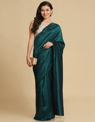 Teal Zari Woven Fancy Satin Sarees 1