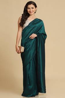 Teal Zari Woven Fancy Satin Sarees