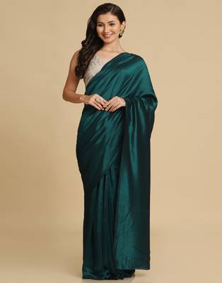 Teal Zari Woven Fancy Satin Sarees 2