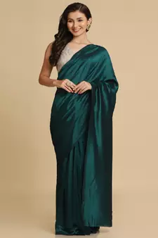 Teal Zari Woven Fancy Satin Sarees
