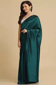 Teal Zari Woven Fancy Satin Sarees
