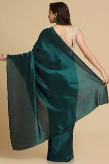 Teal Zari Woven Fancy Satin Sarees