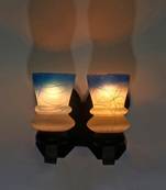 LED Compactable Wood & Glass Wall Lamp Light - CH1, Pack Of 2