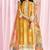 Graceful pure muga silk orange batik printed salwar suit set