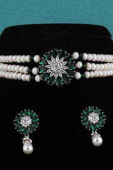 Real Natural Hyderabadi pearls choker Set