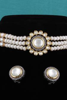 Real Natural Hyderabadi pearls choker Set