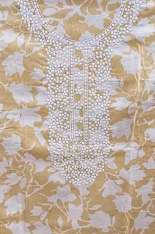 Beige embroidered cotton salwar