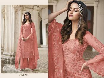 Peace Color Designer Fancy Net Fabric Salwar Suit In Net Fabric With Embroidery As Semi Stitched 2