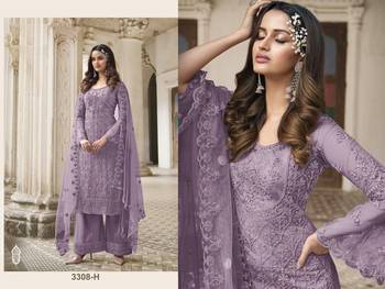 Purple Color Designer Fancy Net Fabric Salwar Suit In Net Fabric With Embroidery As Semi Stitched 2
