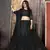 Black embroidered net semi stitched lehenga