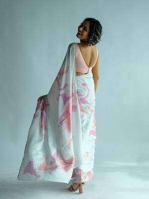 Suta Offwhite Abstract Modal Saree 2
