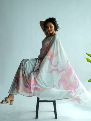 Suta Offwhite Abstract Modal Saree 4