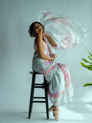 Suta Offwhite Abstract Modal Saree 5