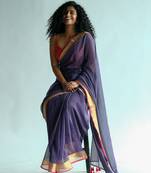 Suta Purple Solid Cotton zari  Saree