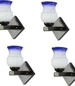 Stylish Designer LED Sconce Wall Lamp/ Light,  Yellow, Glass, Wood, (Set Of Four)-Mot116