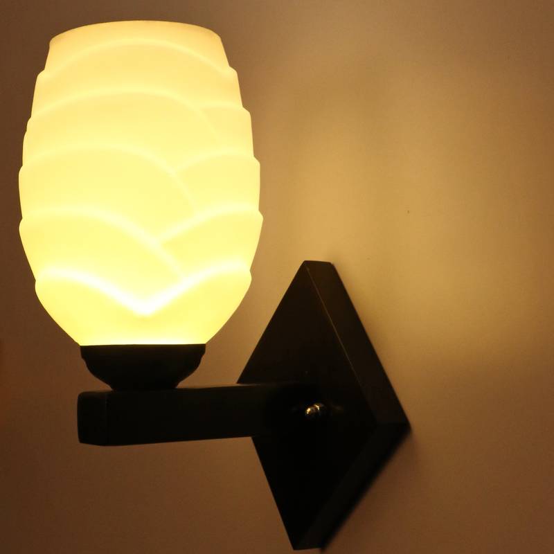 Stylish Designer LED Sconce Wall Lamp/ Light,  Yellow, Glass, Wood, (Set Of Four)-Mot205