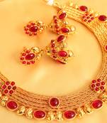 Gorgeous Antique Royal Red Designer Necklace With Matching Earrings