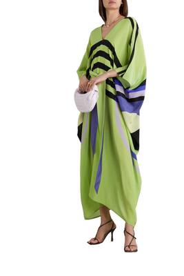 JSDC Lounge Wear  V-Neck Belt Style Soft Crepe Ankle Length Printed Kaftan 1