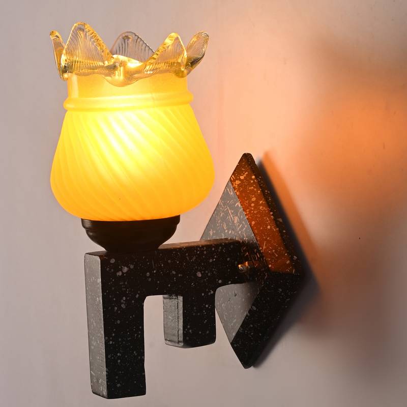 Marvel Design Stylish Black White Wood Wall Lamp/ Light Of Colorful Glass Shade -FG23