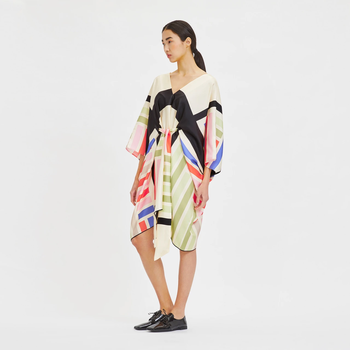 JSDC Beach Wear Belt Style Printed Soft Satin Silk Short Kaftan 3