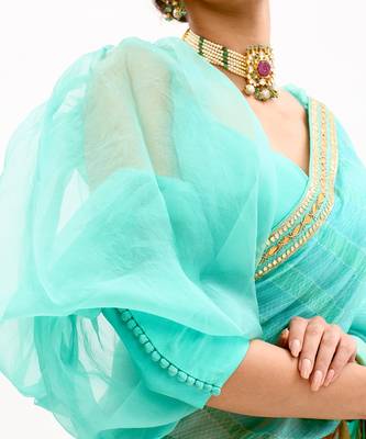 Puff Sleeves Silk Blouse 2