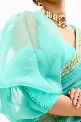 Puff Sleeves Silk Blouse