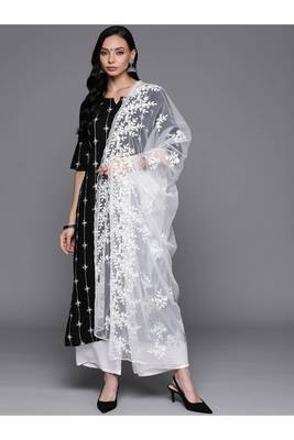 Jheenu Women's Rayon Embroidered Straight Fit Kurti plazo dupatta set 1