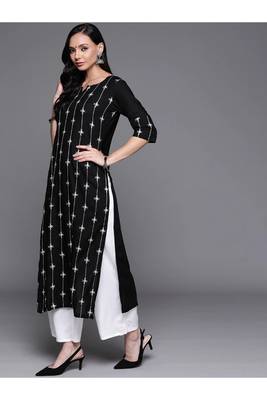 Jheenu Women's Rayon Embroidered Straight Fit Kurti plazo dupatta set 3
