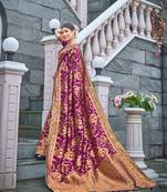 Purple Woven Silk Blend Saree With Blouse