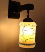 Decorative Pendent Wall Lamp/ Light, Glass & Wood -A44, Pack Of 2