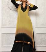Black embroidered georgette stitched long Kurti