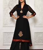Black embroidered georgette stitched  Kurti