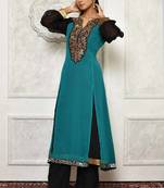 Green embroidered georgette party wear Kurti