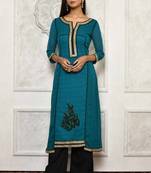 Green embroidered georgette party wear Kurti