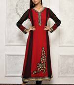 Maroon embroidered georgette party wear Kurti