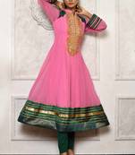 Light Pink embroidered georgette party wear Kurti