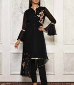 Black embroidered georgette stitched  Kurti