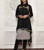 Black embroidered georgette stitched  Kurti