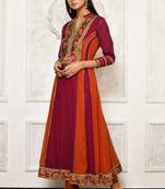 magenta embroidered georgette stitched  Kurti