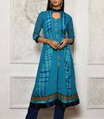 Blue embroidered georgette ethnic-Kurti