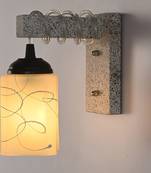 Designer Wood Pendant Wall Light / Night Lamp Of Colorful Glass Shade (Set Of Two)-W38