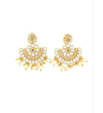 Designer Traditional Grey Long Haram Gold Plated Pearls Necklace Set For Women 2