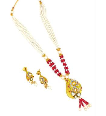 Blue Multistrand Beaded Kundan Gold Plated Necklace & Earring Set For Women NS_1773_R_275 3